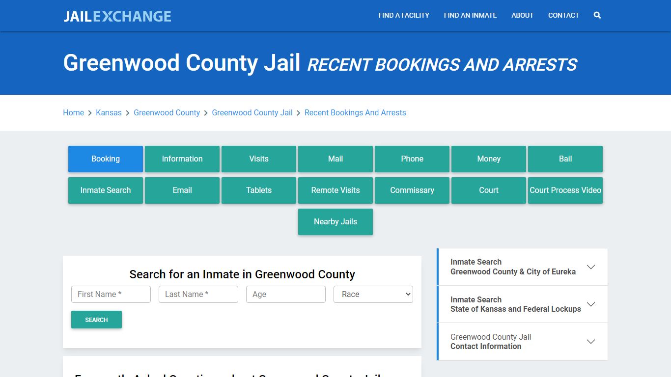 Greenwood County Jail KS Recent Arrests and Bookings