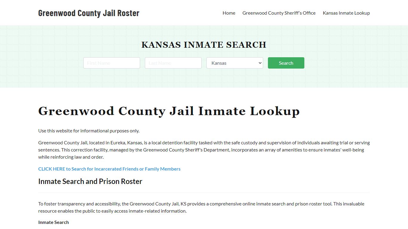 Greenwood County Jail Roster Lookup, KS, Inmate Search